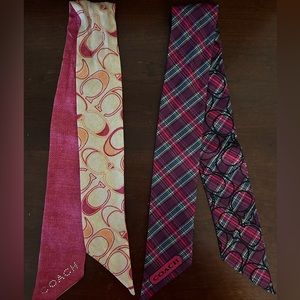 Set of 2 Coach silk skinny scarfs